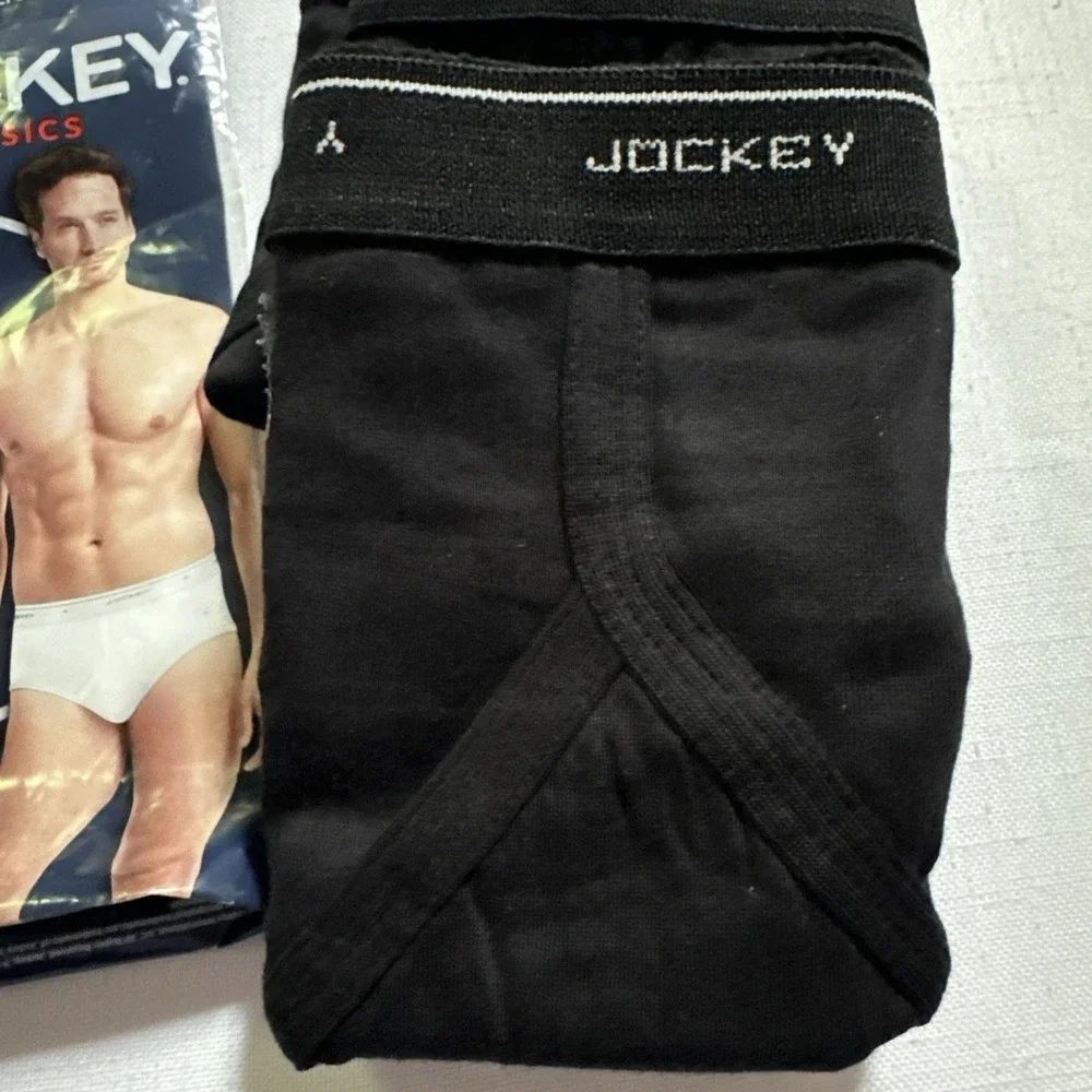 Men's 3 Pairs Jockey Classic Collection Low-Rise Briefs Black NIP 100% Cotton 34